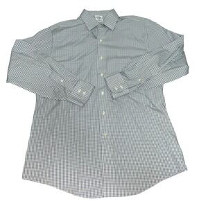 BROOKS BROTHERS Shirt Mens 16 33 REGENT Dress Plaid Non Iron Cotton Blue